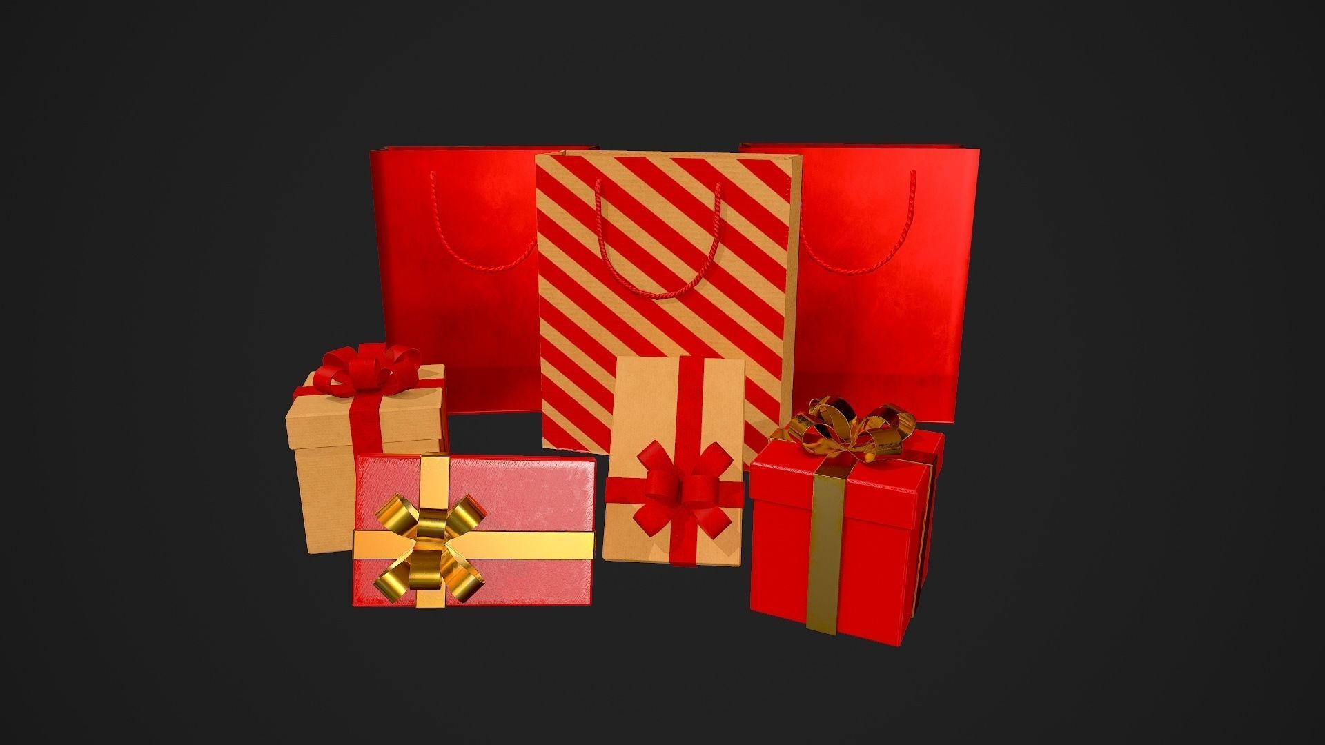 Birthday Gift Pack Low-poly 3D model_13