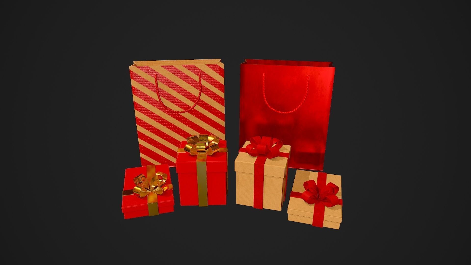 Birthday Gift Pack Low-poly 3D model_16