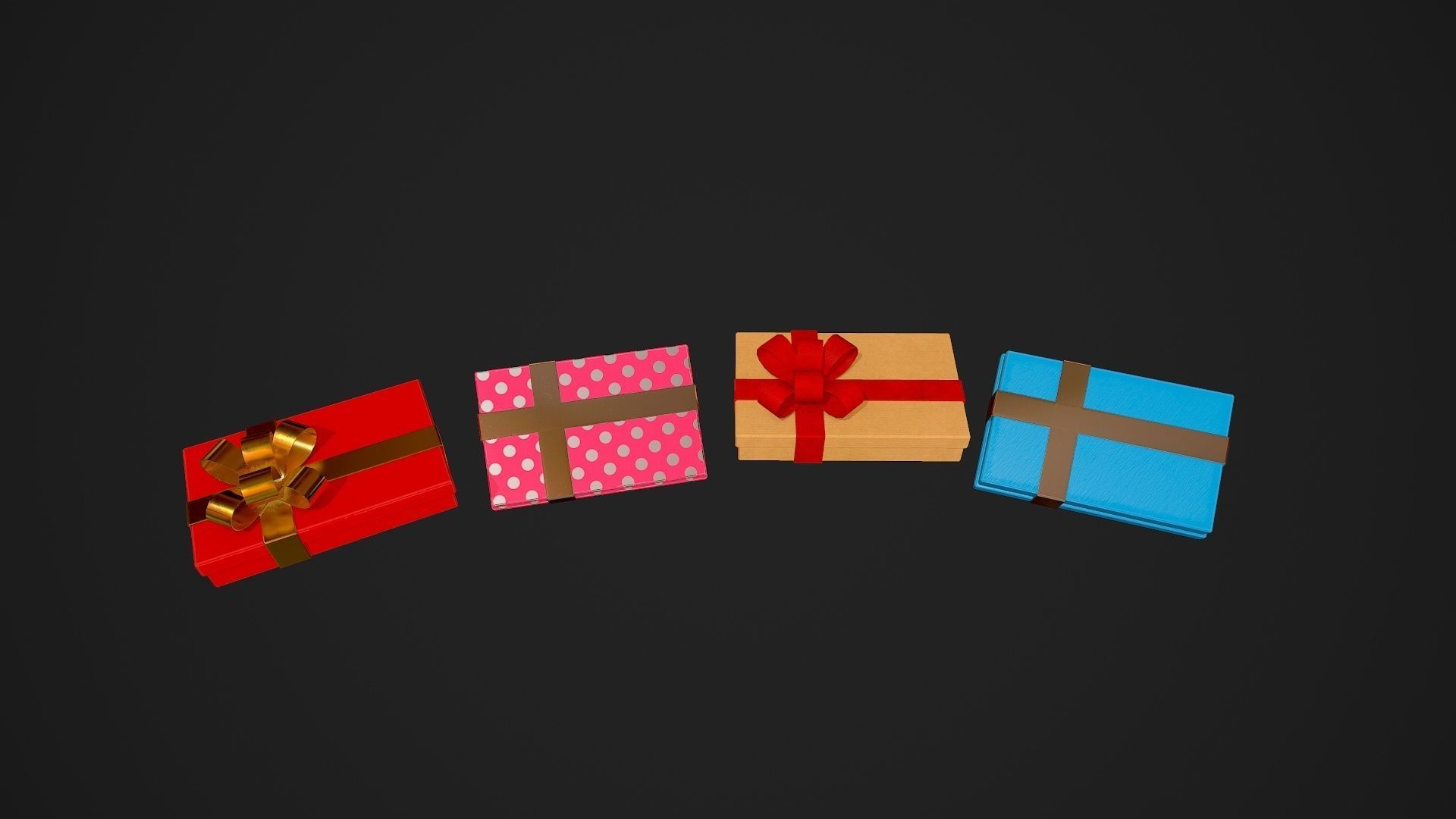 Birthday Gift Pack Low-poly 3D model_10