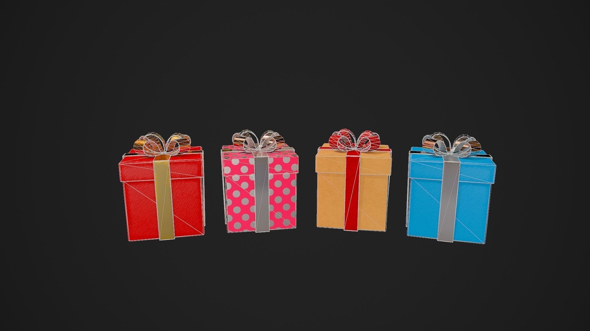 Birthday Gift Pack Low-poly 3D model_6