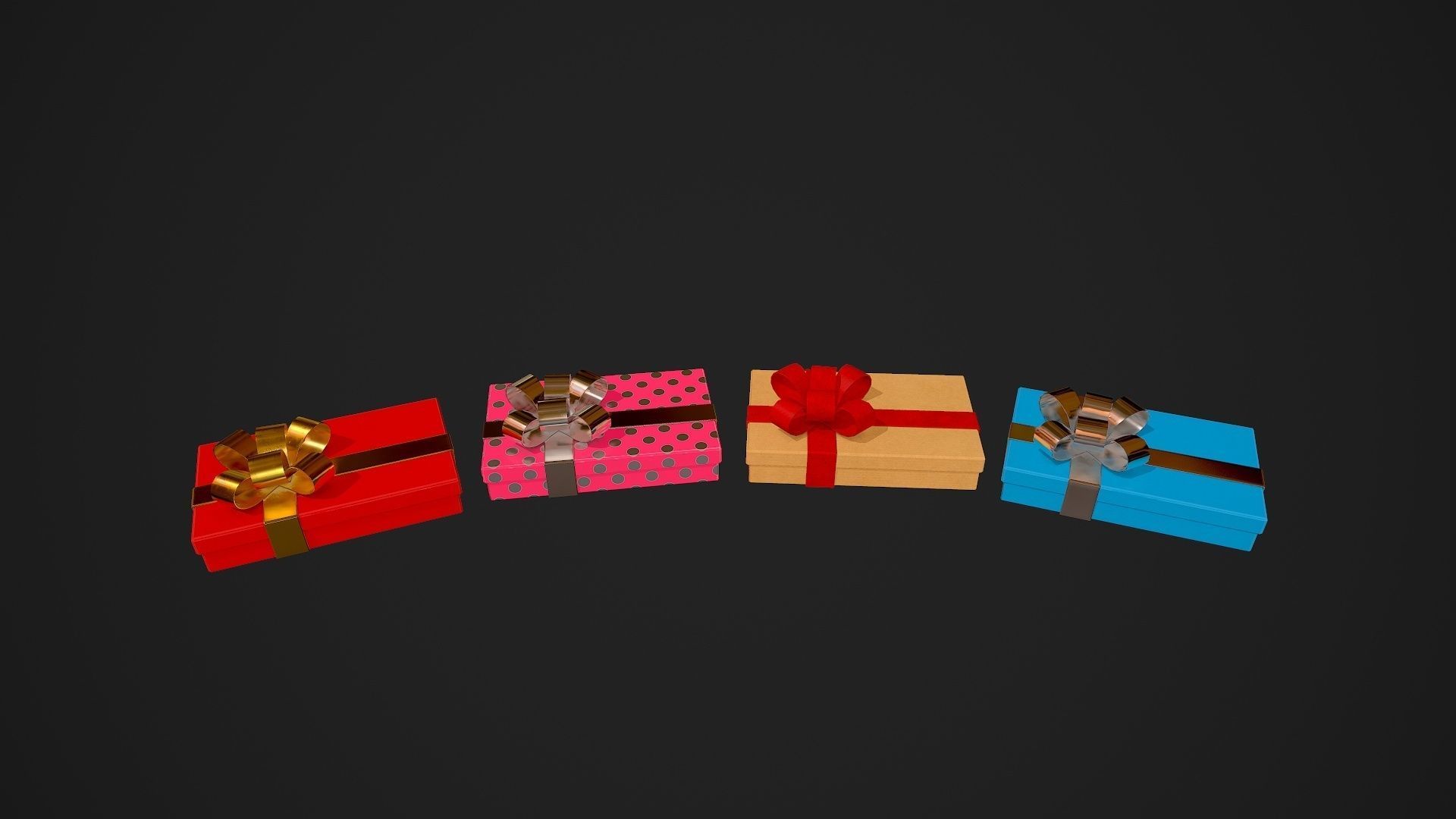 Birthday Gift Pack Low-poly 3D model_9