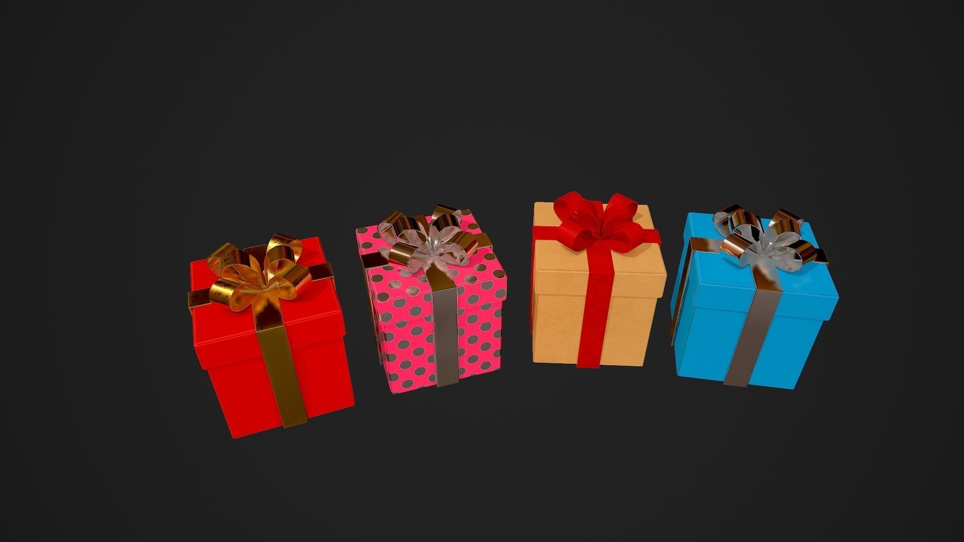 Birthday Gift Pack Low-poly 3D model_8