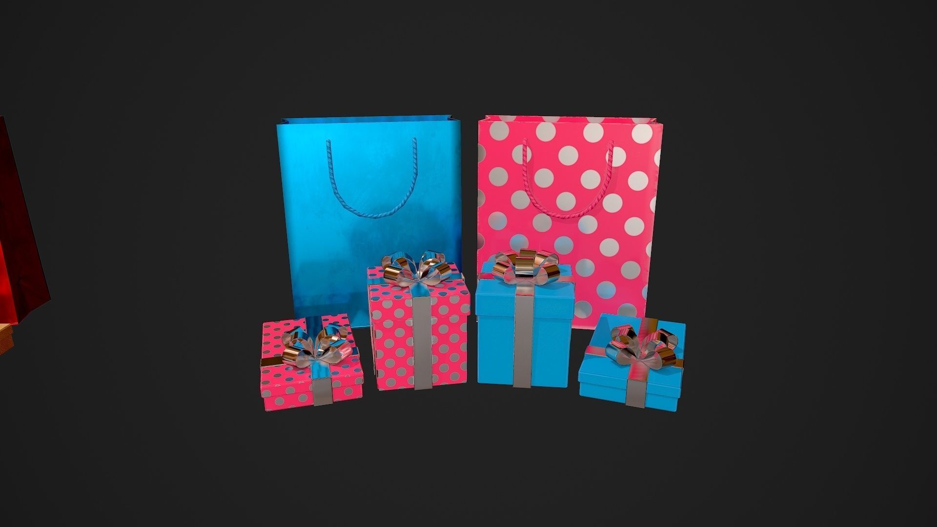 Birthday Gift Pack Low-poly 3D model_17