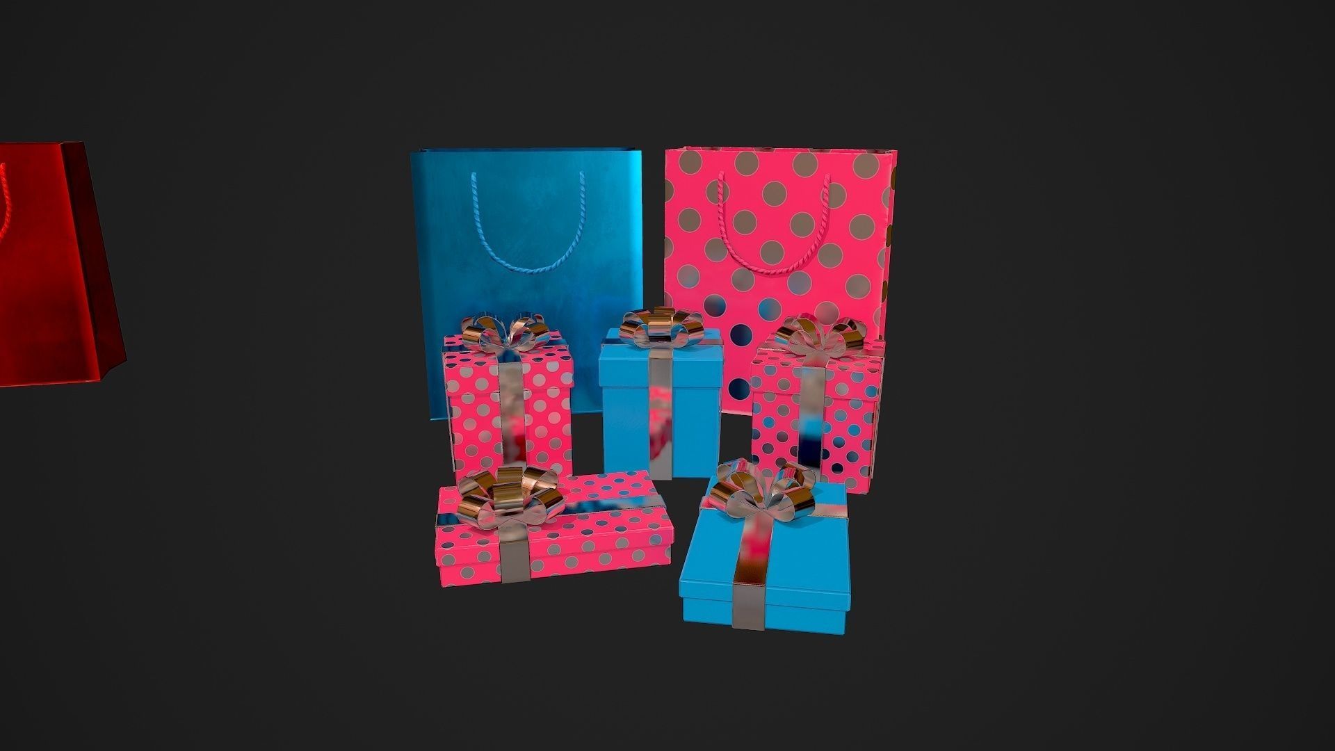 Birthday Gift Pack Low-poly 3D model_15