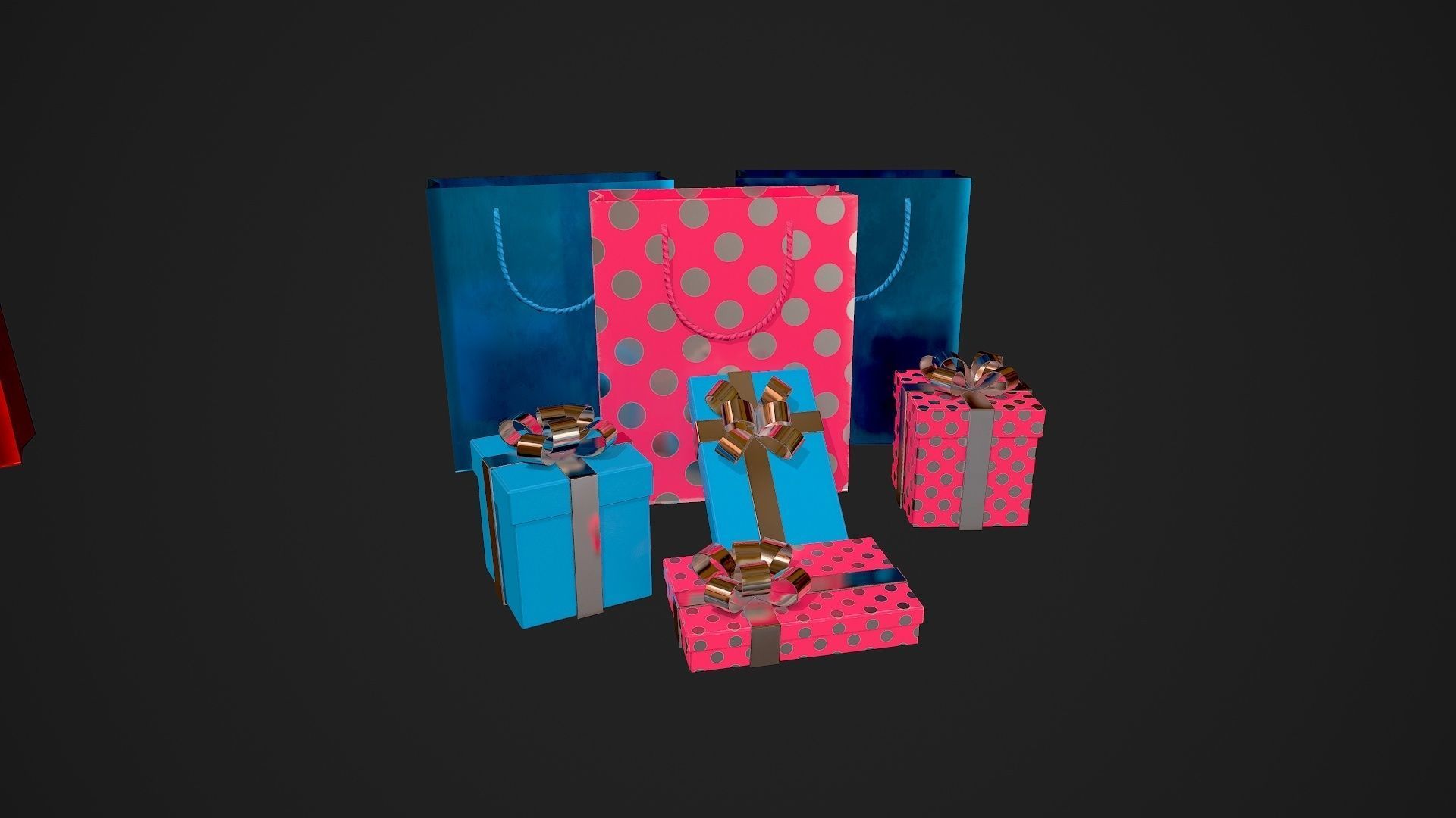 Birthday Gift Pack Low-poly 3D model_14