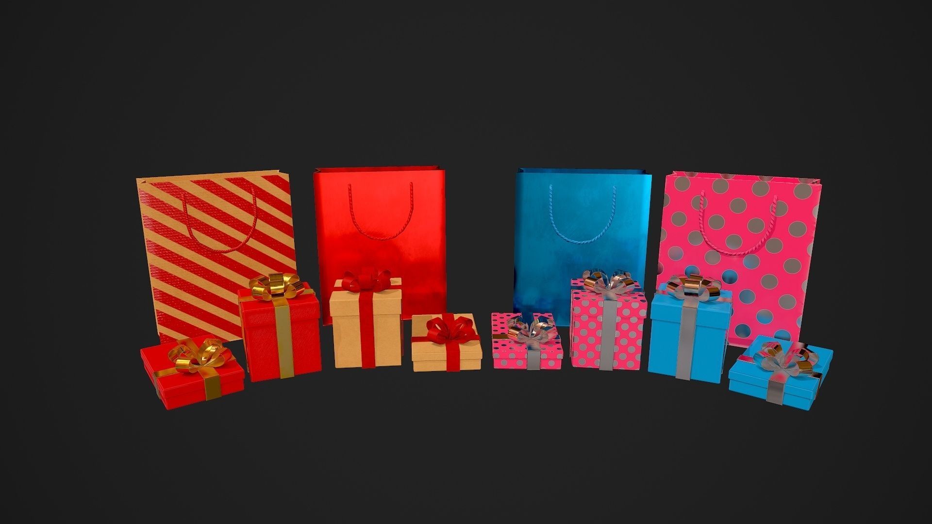 Birthday Gift Pack Low-poly 3D model_18
