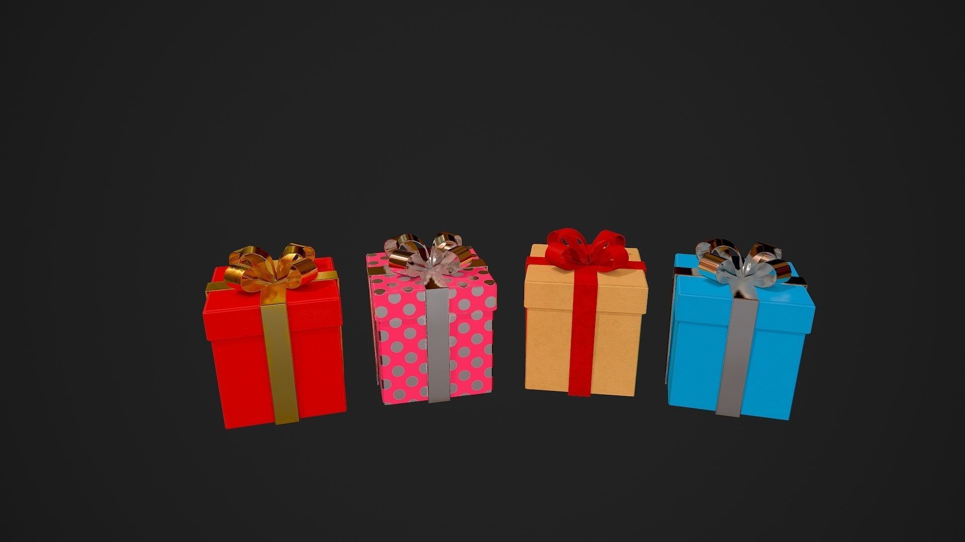 Birthday Gift Pack Low-poly 3D model_7