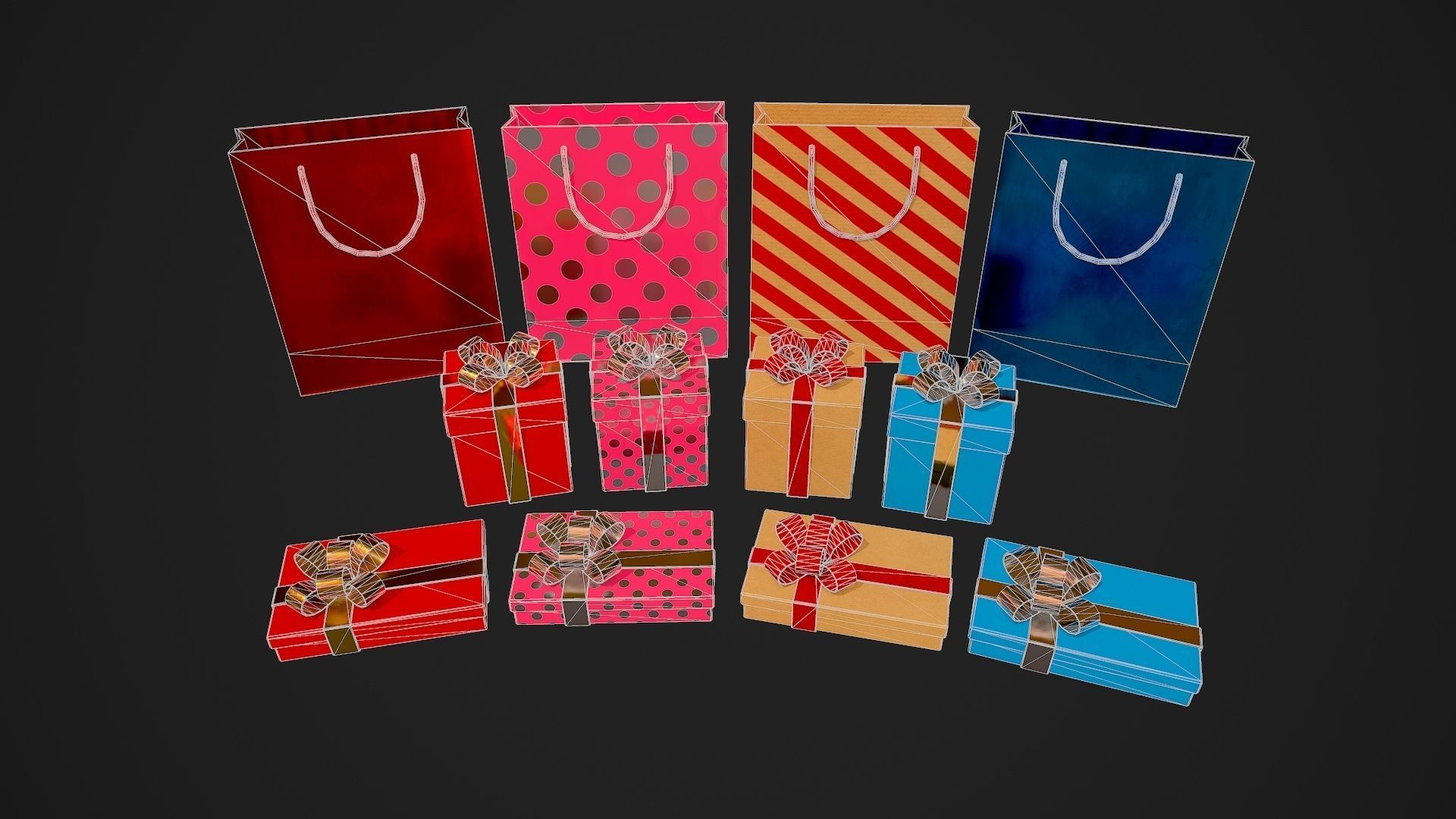 Birthday Gift Pack Low-poly 3D model_12