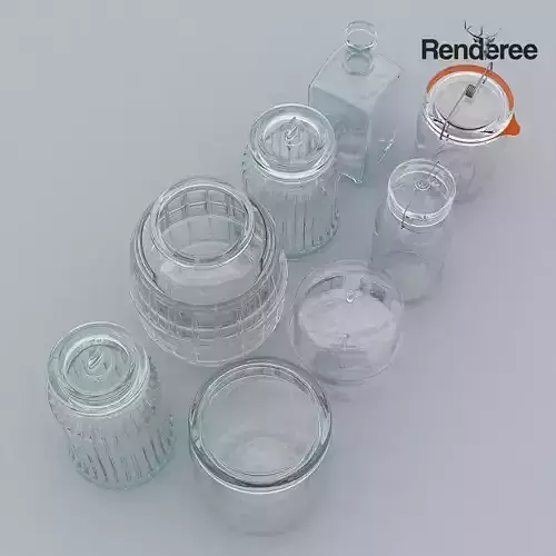 Glassware Set glass jar 3D model