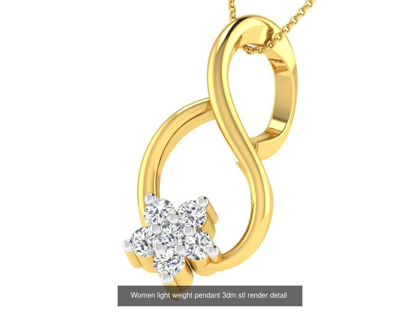 37 Women solitaire pendant 3dm stl render detail 3D print model 3D Model Collection_27