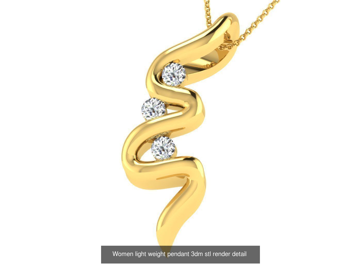 37 Women solitaire pendant 3dm stl render detail 3D print model 3D Model Collection_39