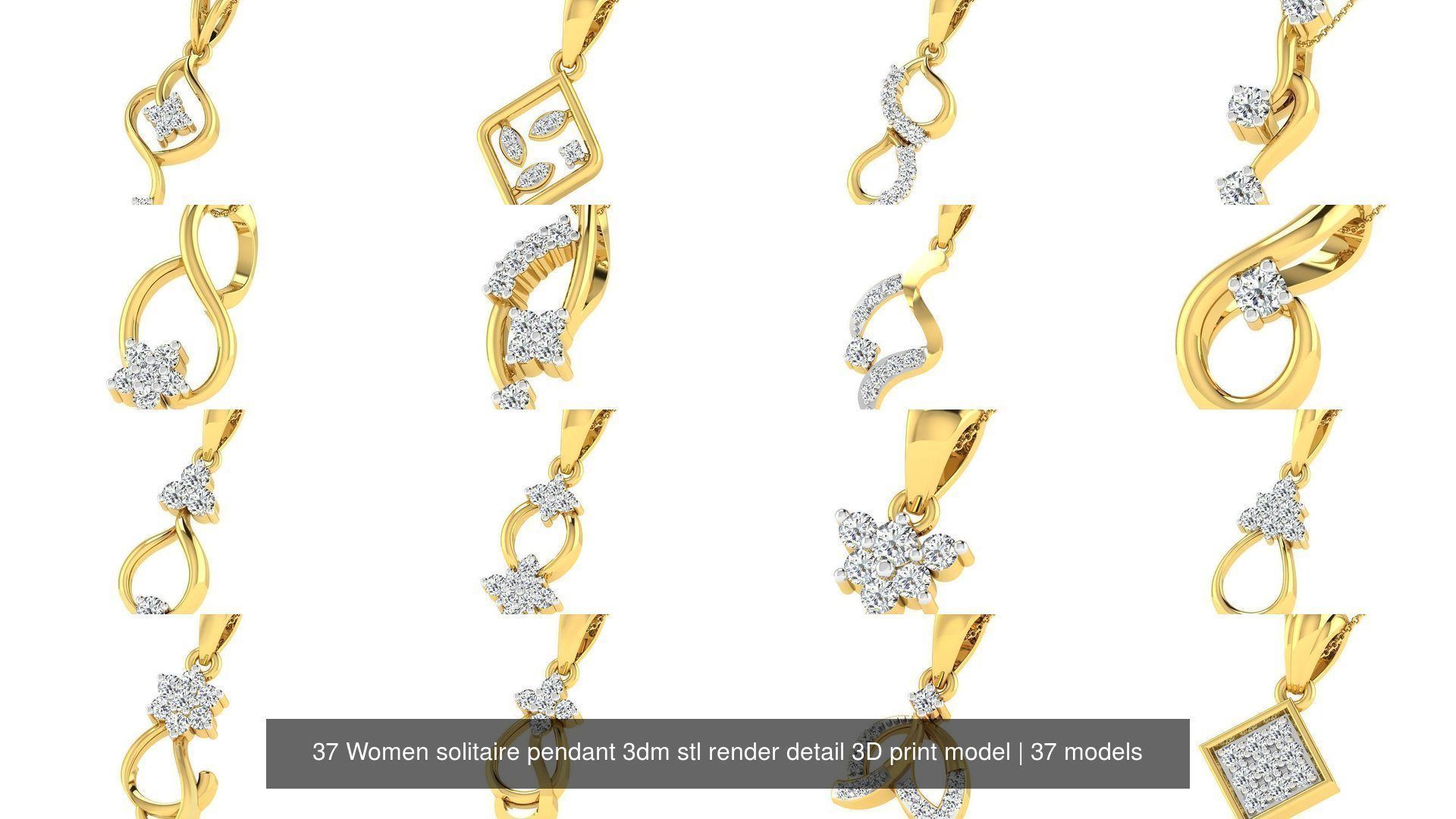 37 Women solitaire pendant 3dm stl render detail 3D print model 3D Model Collection_2