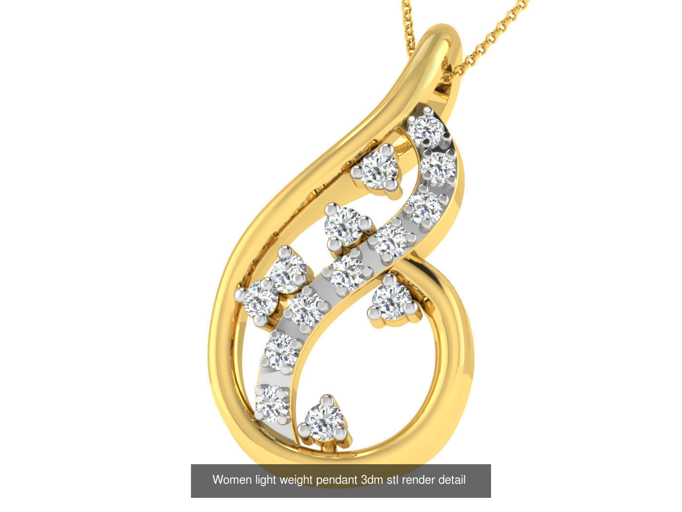 37 Women solitaire pendant 3dm stl render detail 3D print model 3D Model Collection_43