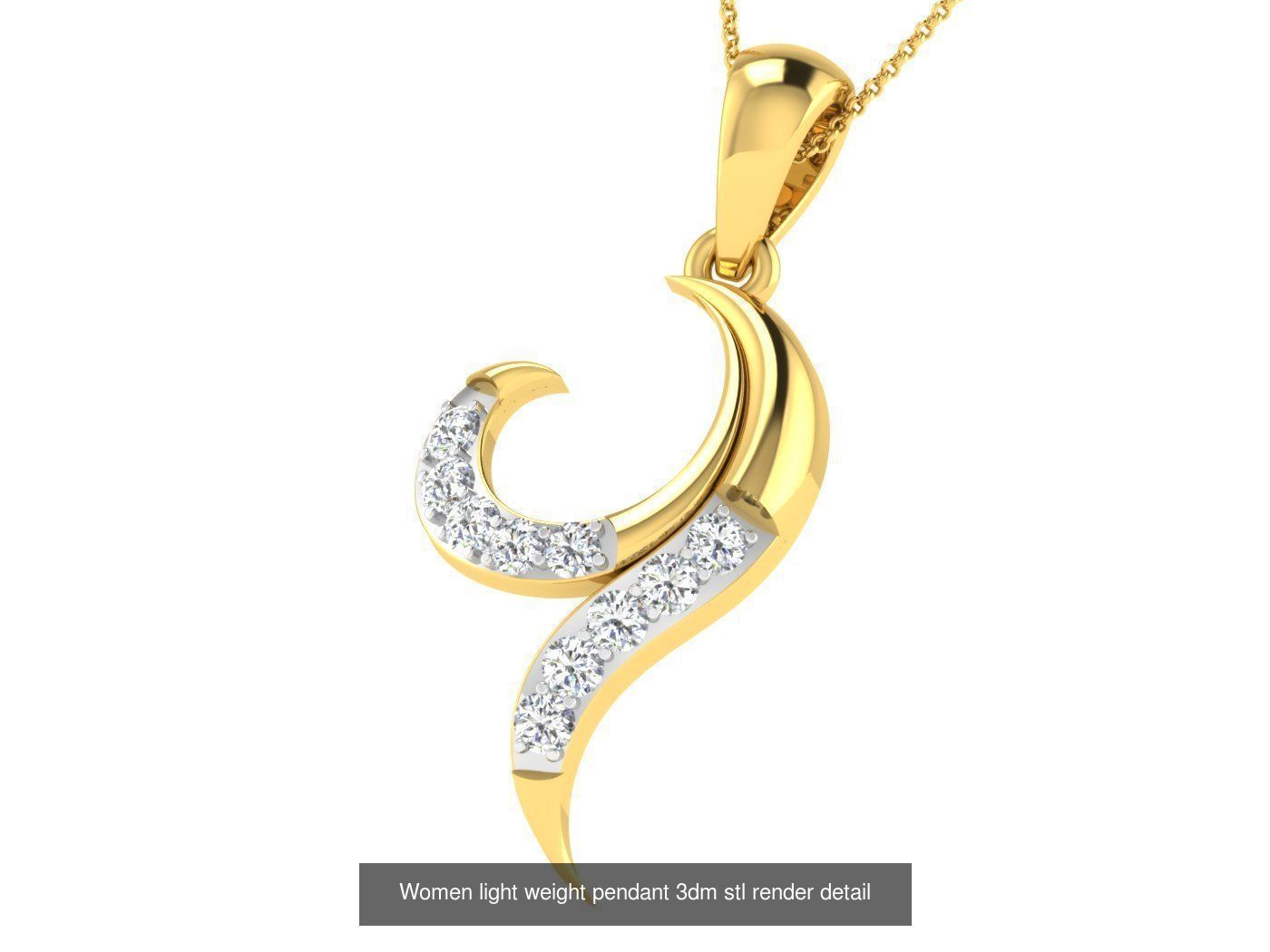 37 Women solitaire pendant 3dm stl render detail 3D print model 3D Model Collection_14