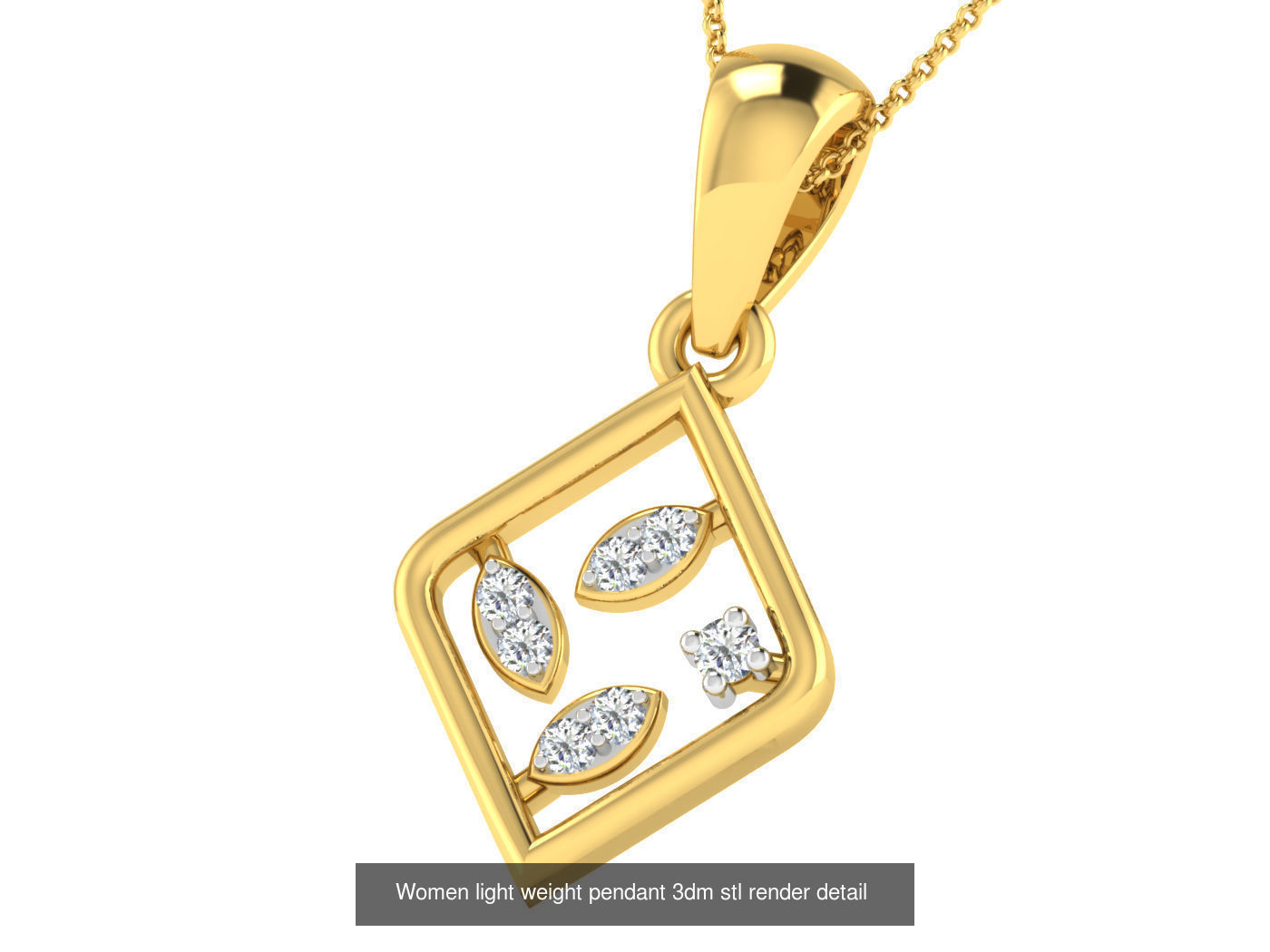 37 Women solitaire pendant 3dm stl render detail 3D print model 3D Model Collection_24