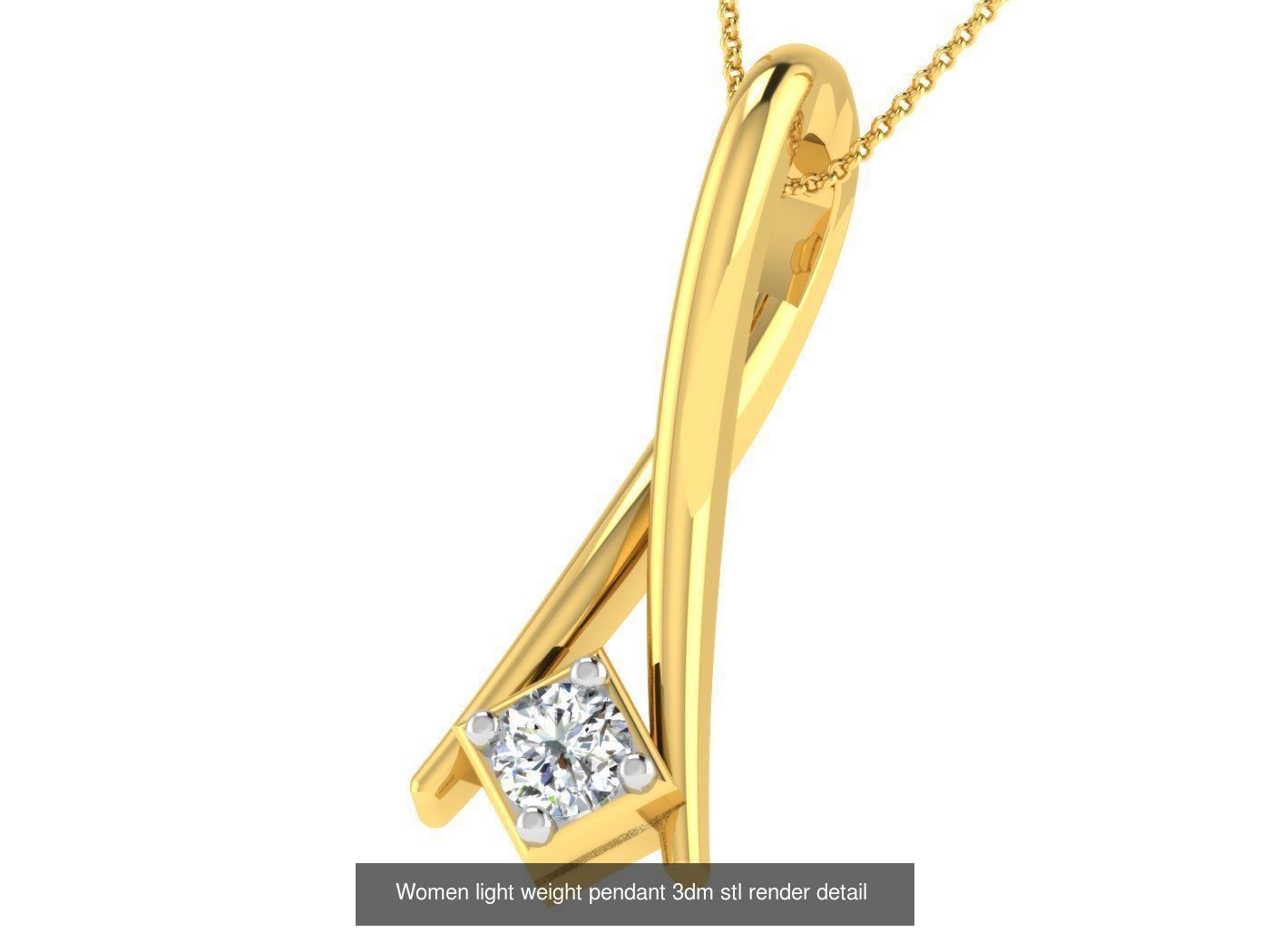37 Women solitaire pendant 3dm stl render detail 3D print model 3D Model Collection_42