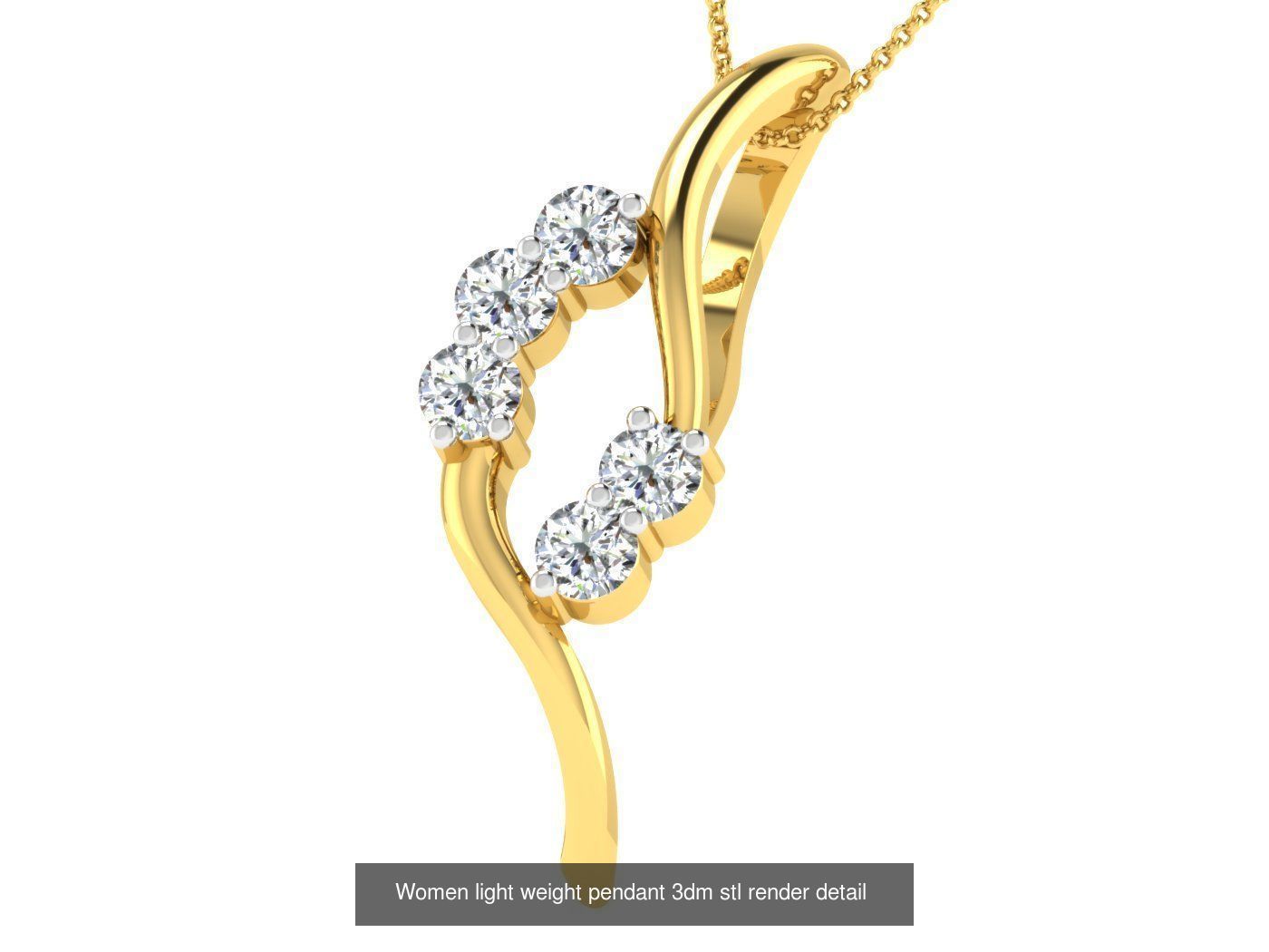 37 Women solitaire pendant 3dm stl render detail 3D print model 3D Model Collection_20