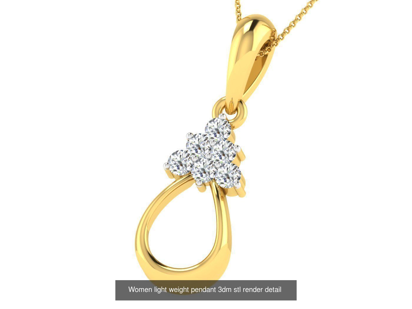 37 Women solitaire pendant 3dm stl render detail 3D print model 3D Model Collection_34
