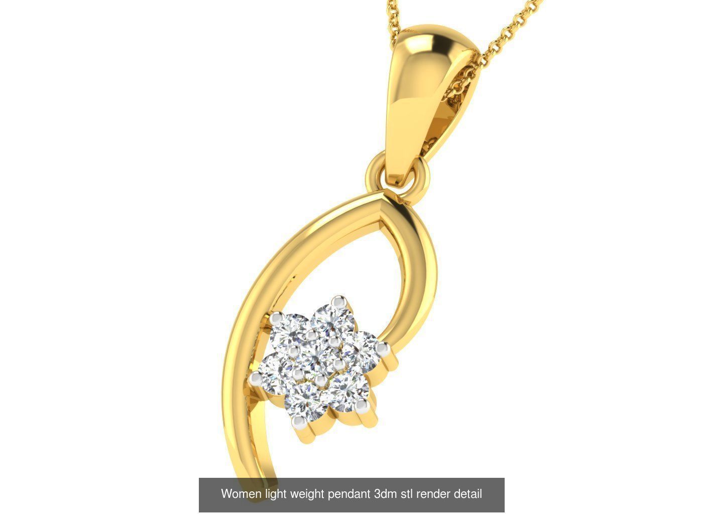 37 Women solitaire pendant 3dm stl render detail 3D print model 3D Model Collection_12