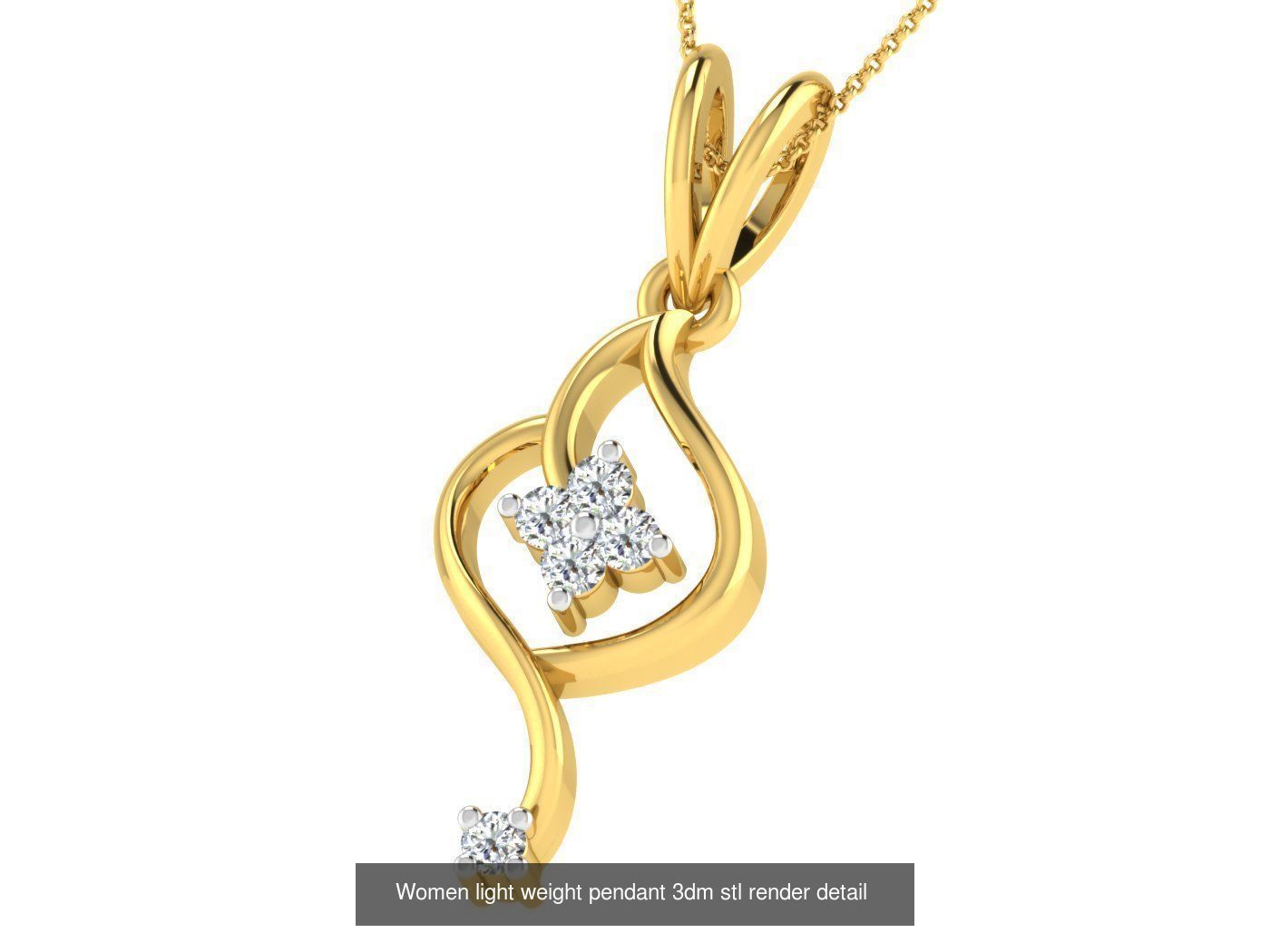 37 Women solitaire pendant 3dm stl render detail 3D print model 3D Model Collection_23