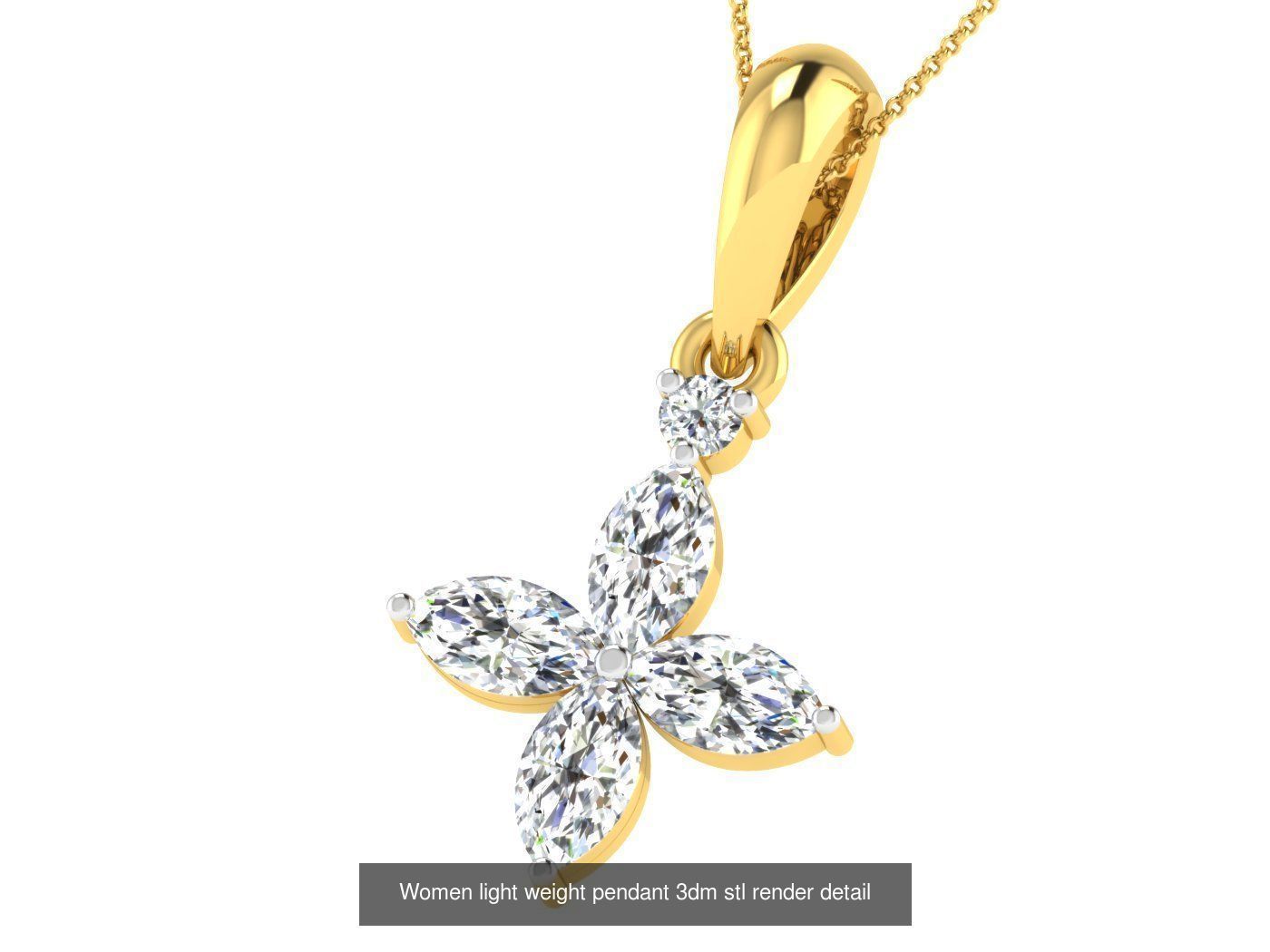 37 Women solitaire pendant 3dm stl render detail 3D print model 3D Model Collection_10