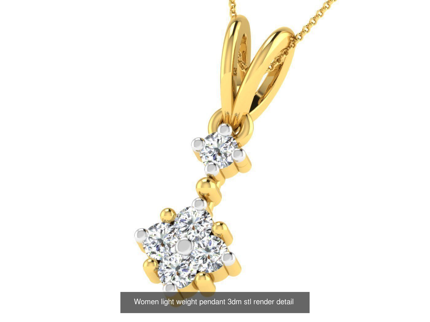 37 Women solitaire pendant 3dm stl render detail 3D print model 3D Model Collection_17