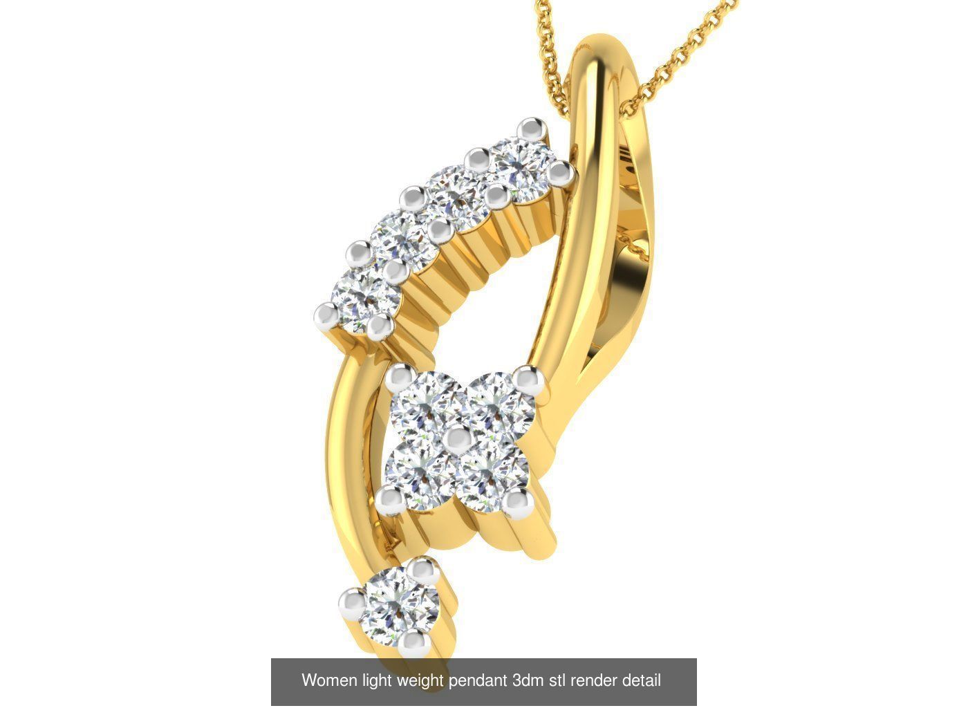 37 Women solitaire pendant 3dm stl render detail 3D print model 3D Model Collection_28