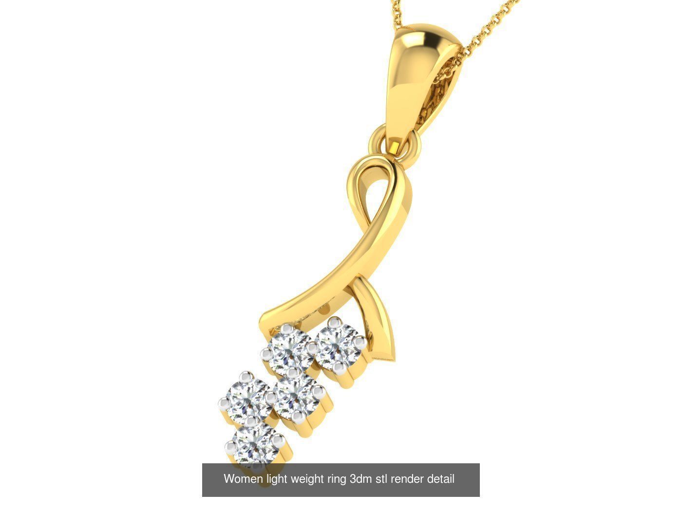 37 Women solitaire pendant 3dm stl render detail 3D print model 3D Model Collection_21