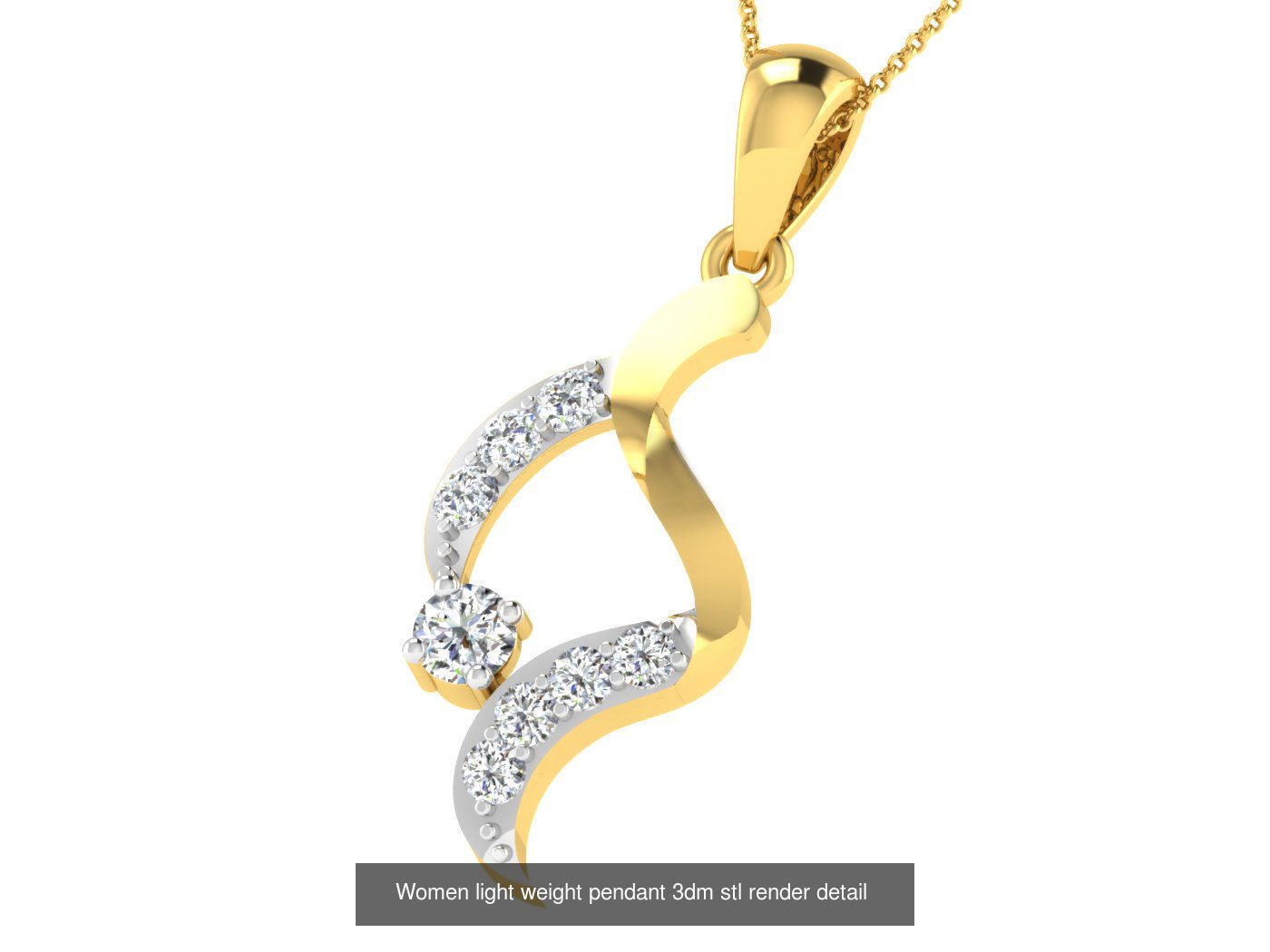 37 Women solitaire pendant 3dm stl render detail 3D print model 3D Model Collection_29
