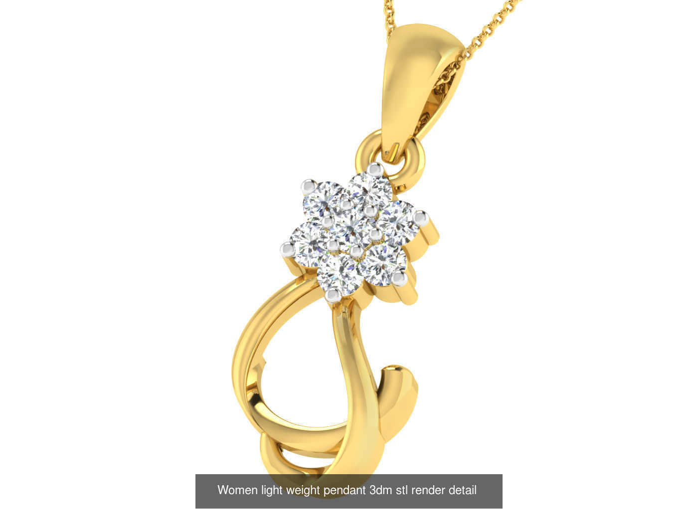 37 Women solitaire pendant 3dm stl render detail 3D print model 3D Model Collection_35