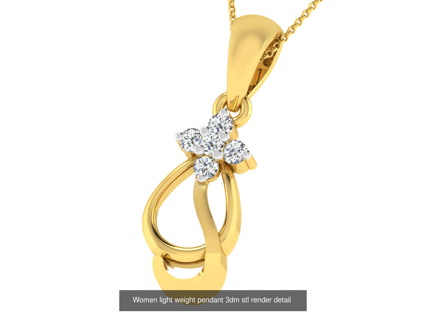 37 Women solitaire pendant 3dm stl render detail 3D print model 3D Model Collection_36