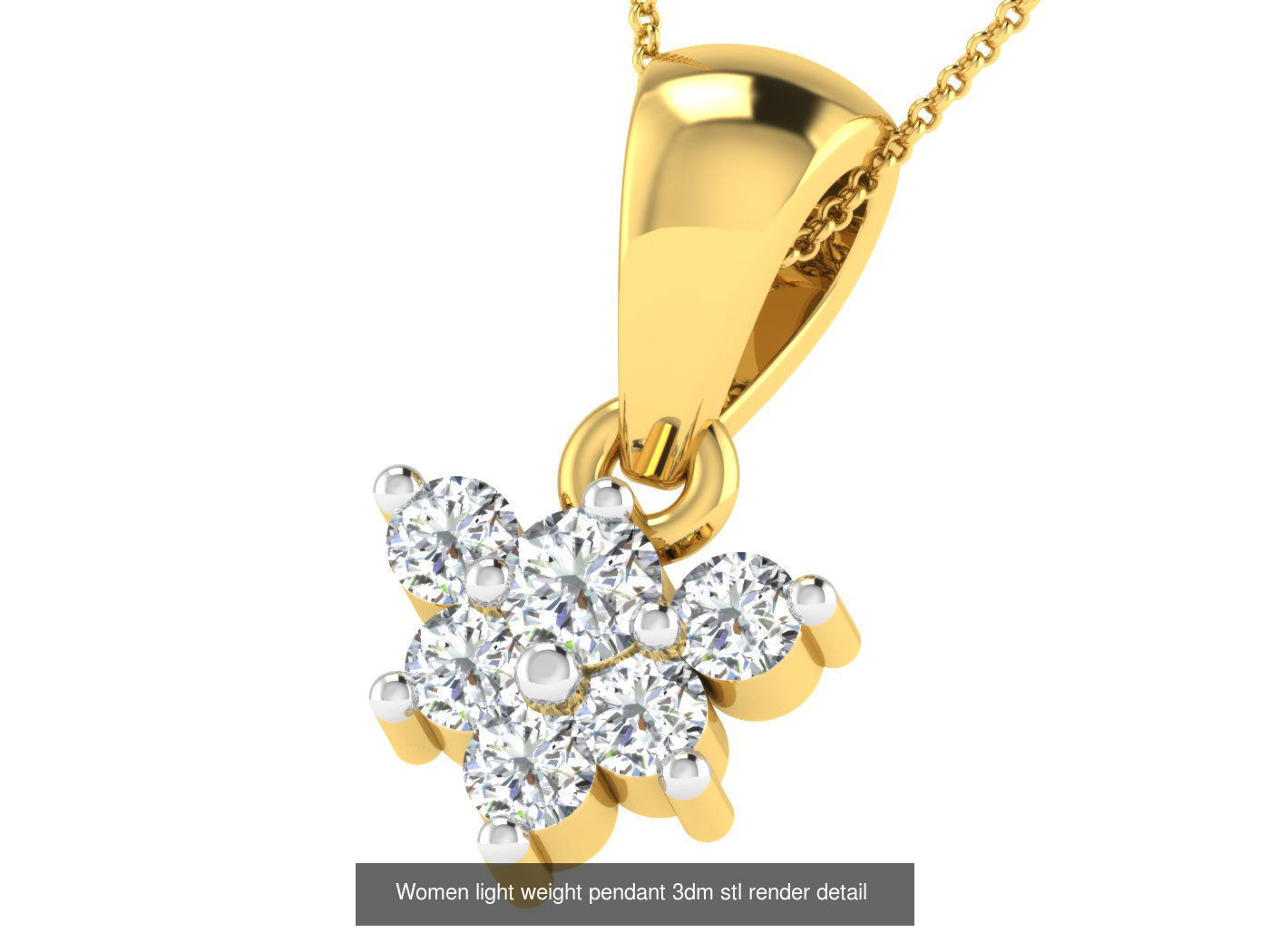 37 Women solitaire pendant 3dm stl render detail 3D print model 3D Model Collection_33