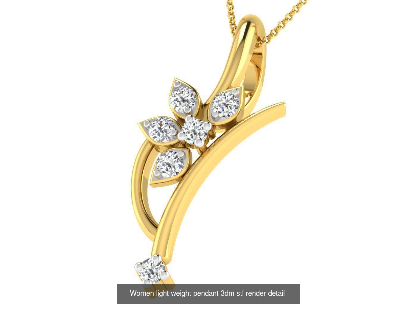 37 Women solitaire pendant 3dm stl render detail 3D print model 3D Model Collection_22