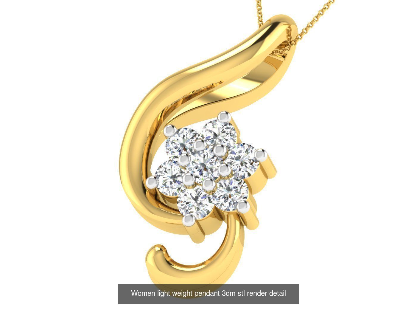 37 Women solitaire pendant 3dm stl render detail 3D print model 3D Model Collection_13