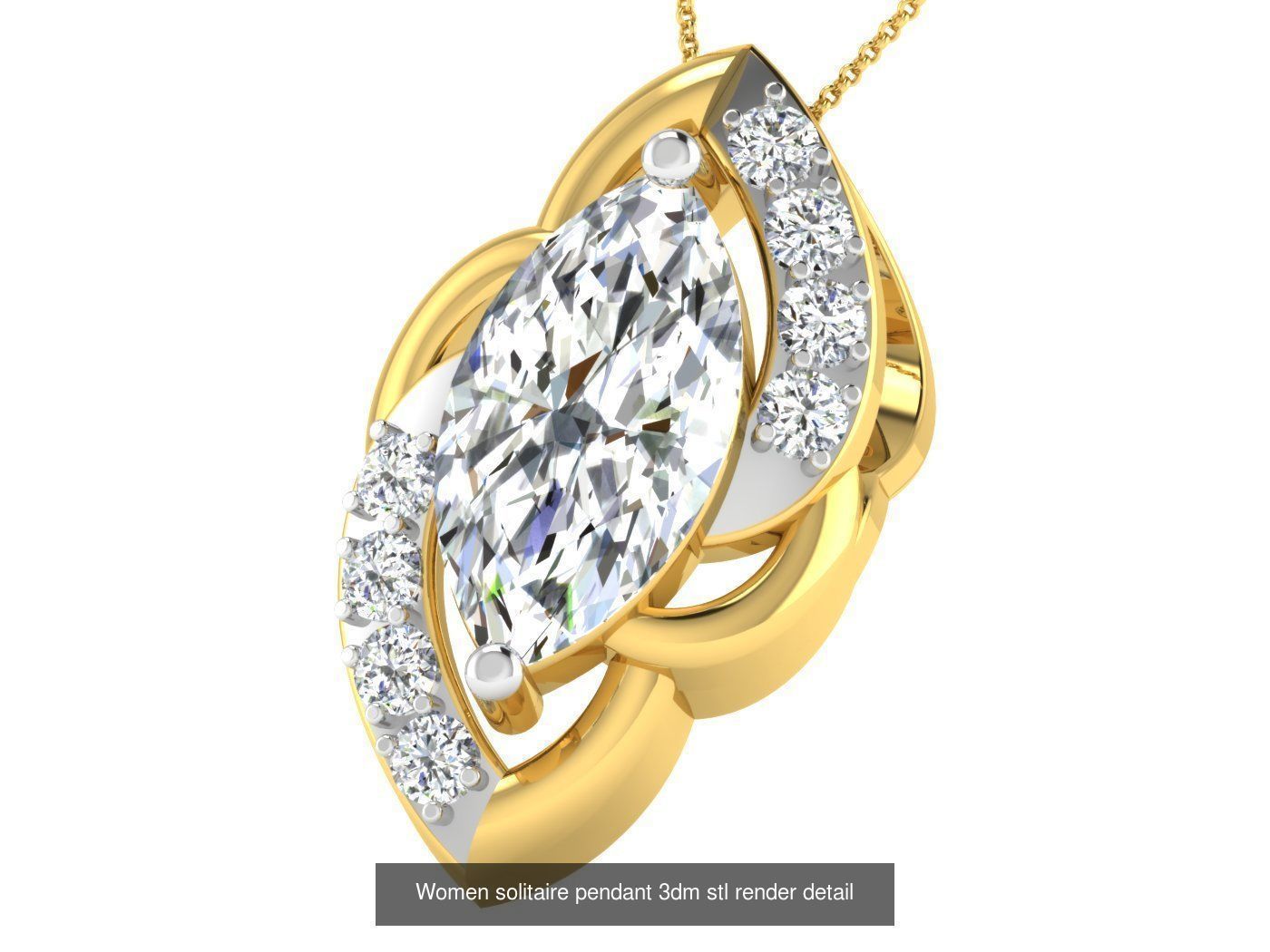 37 Women solitaire pendant 3dm stl render detail 3D print model 3D Model Collection_7
