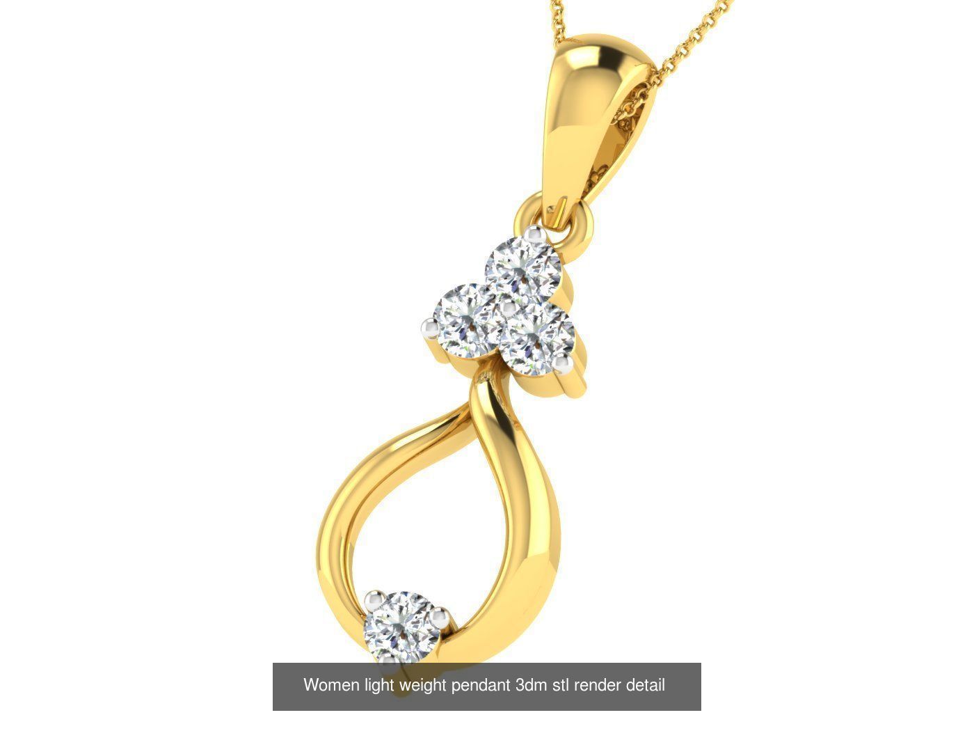 37 Women solitaire pendant 3dm stl render detail 3D print model 3D Model Collection_31