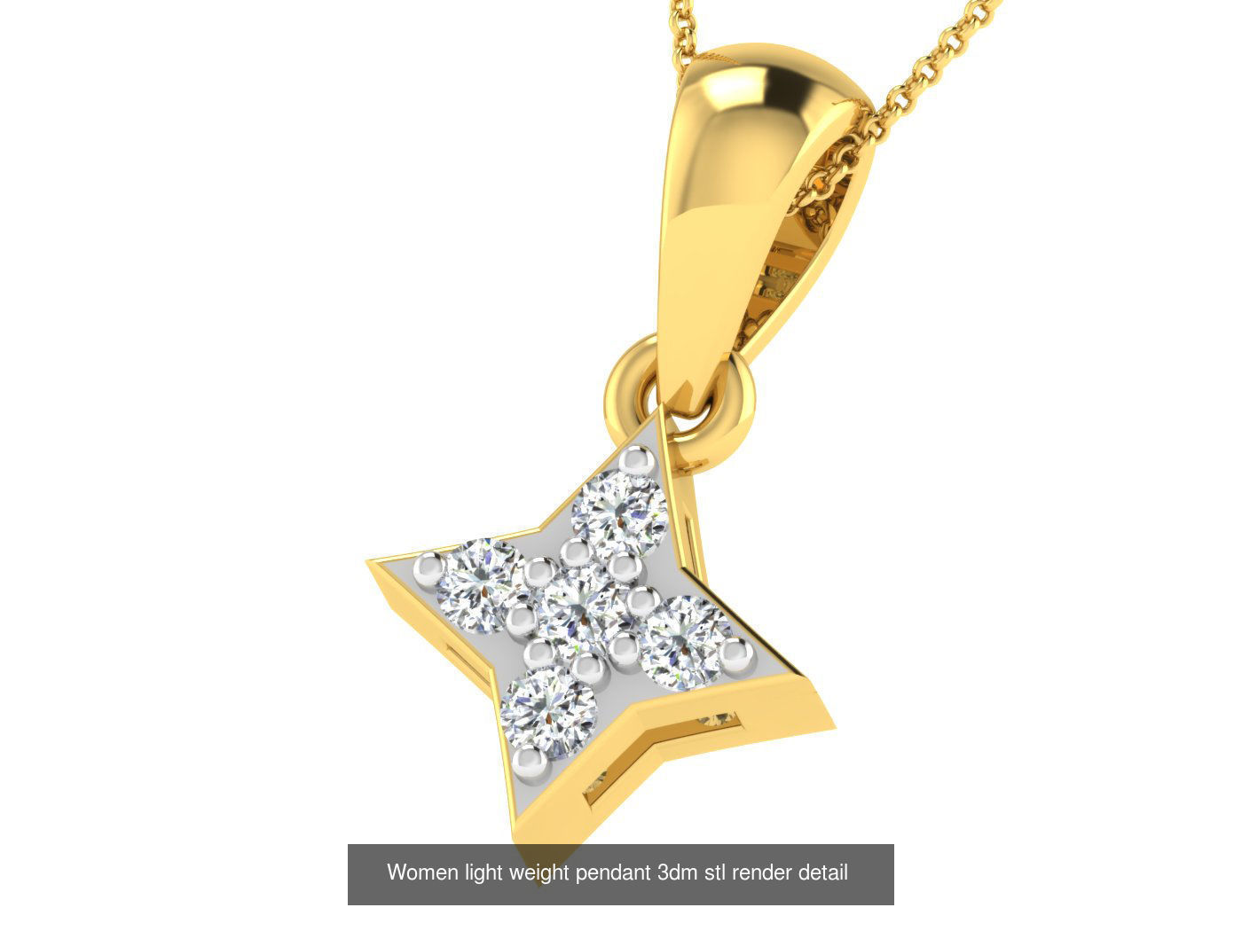 37 Women solitaire pendant 3dm stl render detail 3D print model 3D Model Collection_19