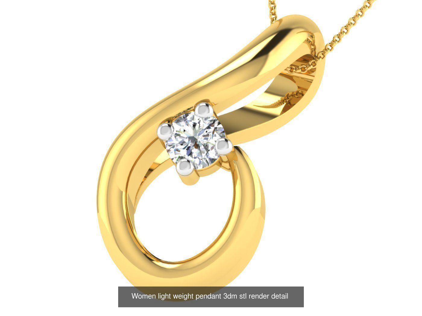 37 Women solitaire pendant 3dm stl render detail 3D print model 3D Model Collection_30