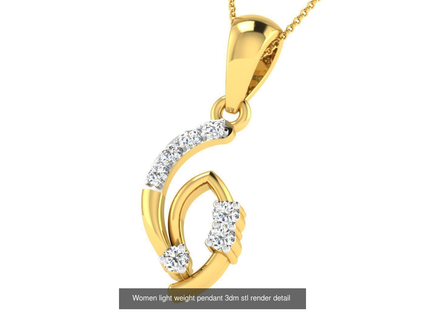 37 Women solitaire pendant 3dm stl render detail 3D print model 3D Model Collection_15