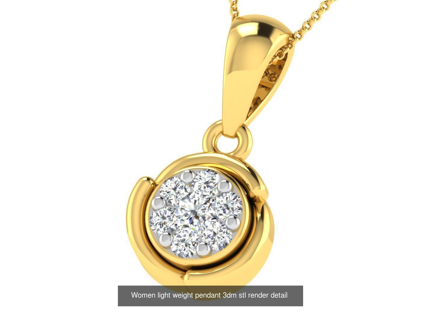 37 Women solitaire pendant 3dm stl render detail 3D print model 3D Model Collection_40