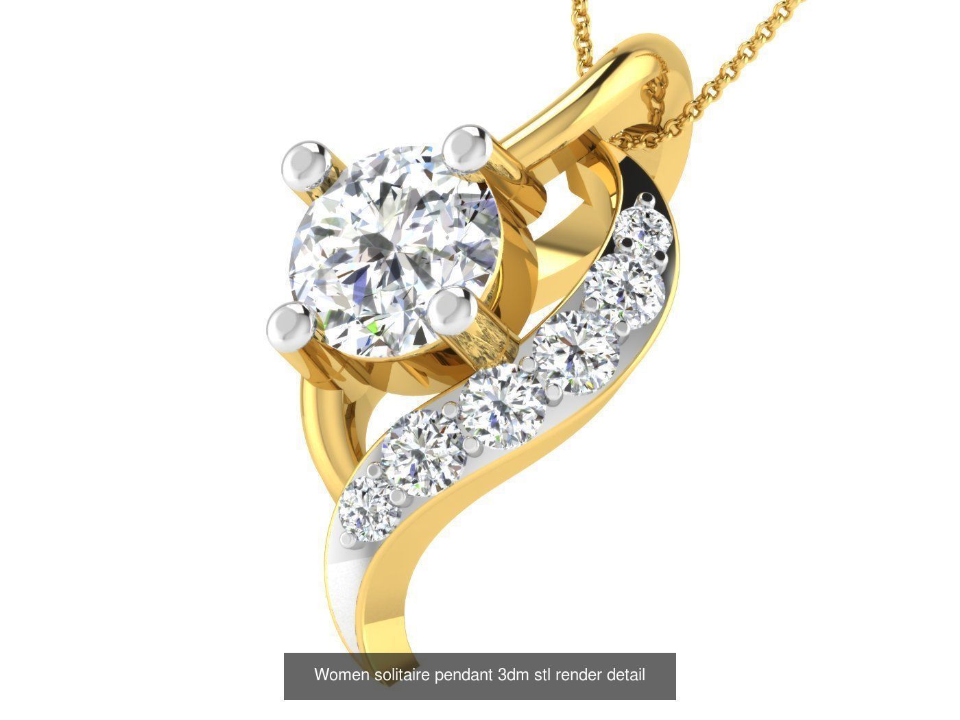 37 Women solitaire pendant 3dm stl render detail 3D print model 3D Model Collection_8