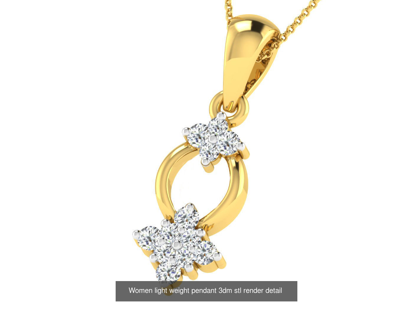 37 Women solitaire pendant 3dm stl render detail 3D print model 3D Model Collection_32