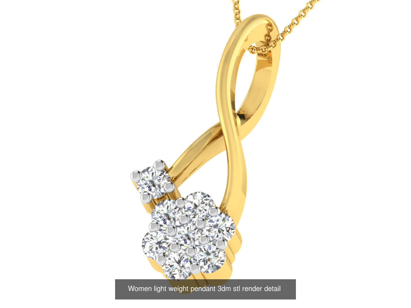 37 Women solitaire pendant 3dm stl render detail 3D print model 3D Model Collection_41