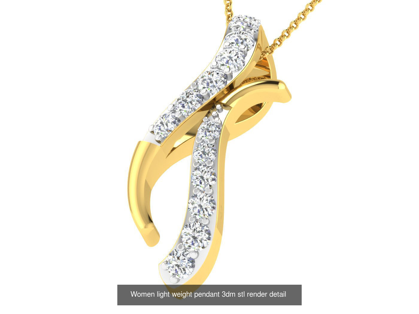 37 Women solitaire pendant 3dm stl render detail 3D print model 3D Model Collection_16