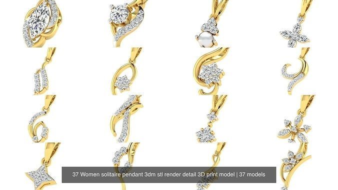 37 Women solitaire pendant 3dm stl render detail 3D print model 3D Model Collection