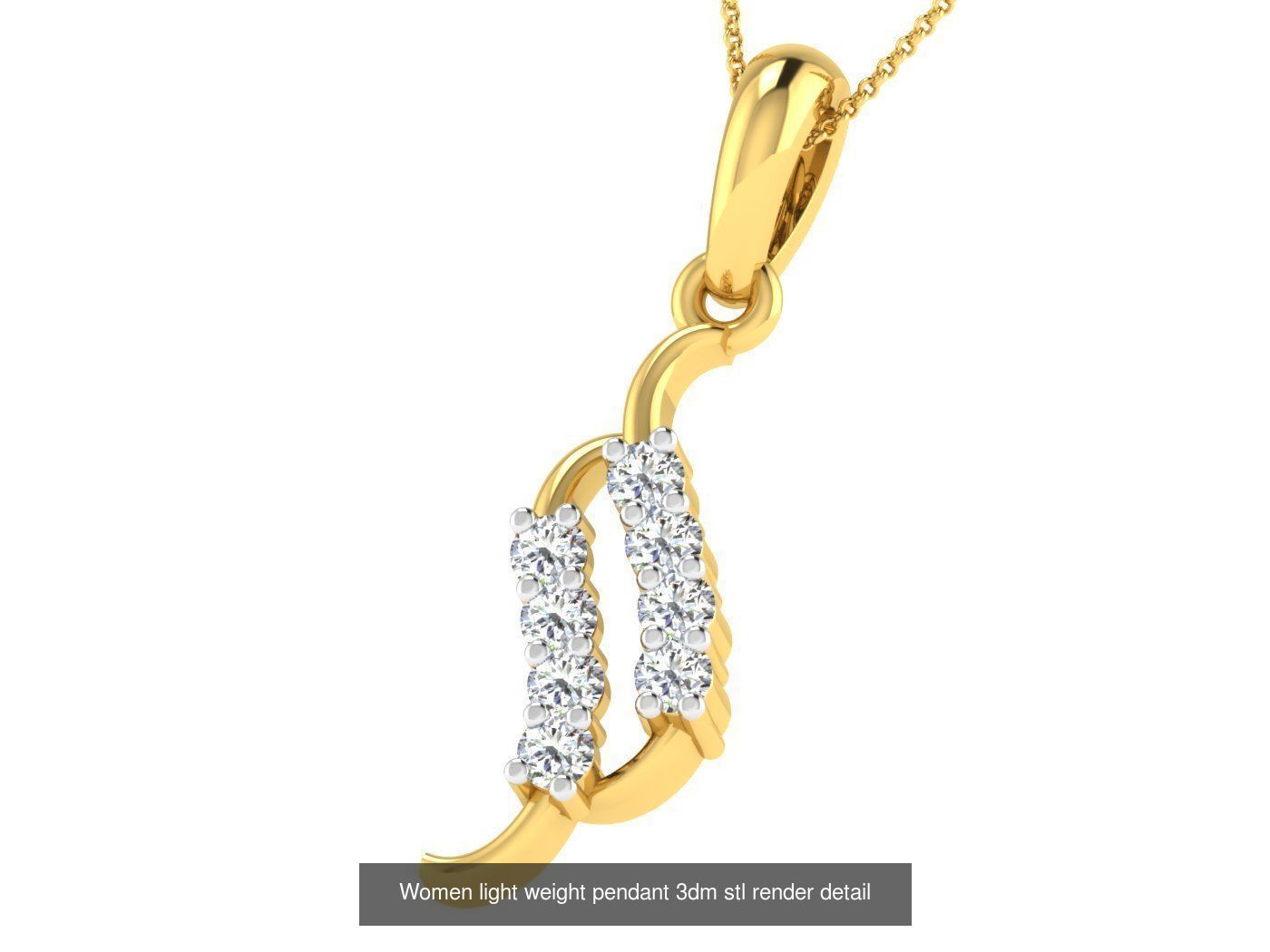 37 Women solitaire pendant 3dm stl render detail 3D print model 3D Model Collection_11