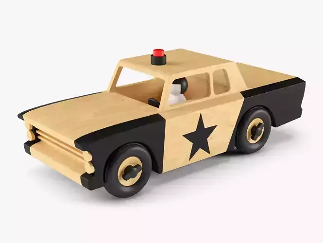 Wooden Toy Police Car