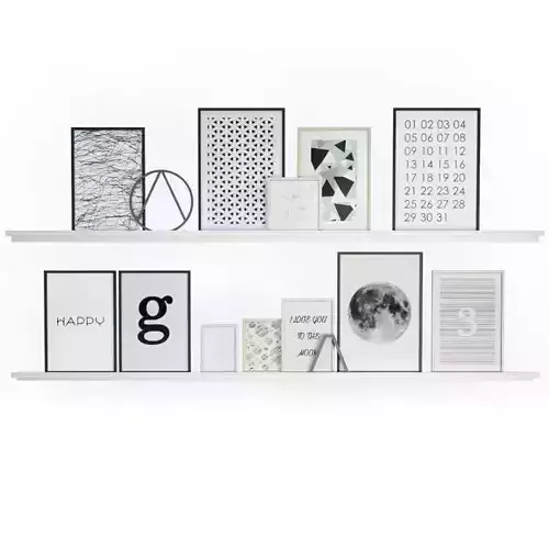 Black and White Wall Frames 3D model