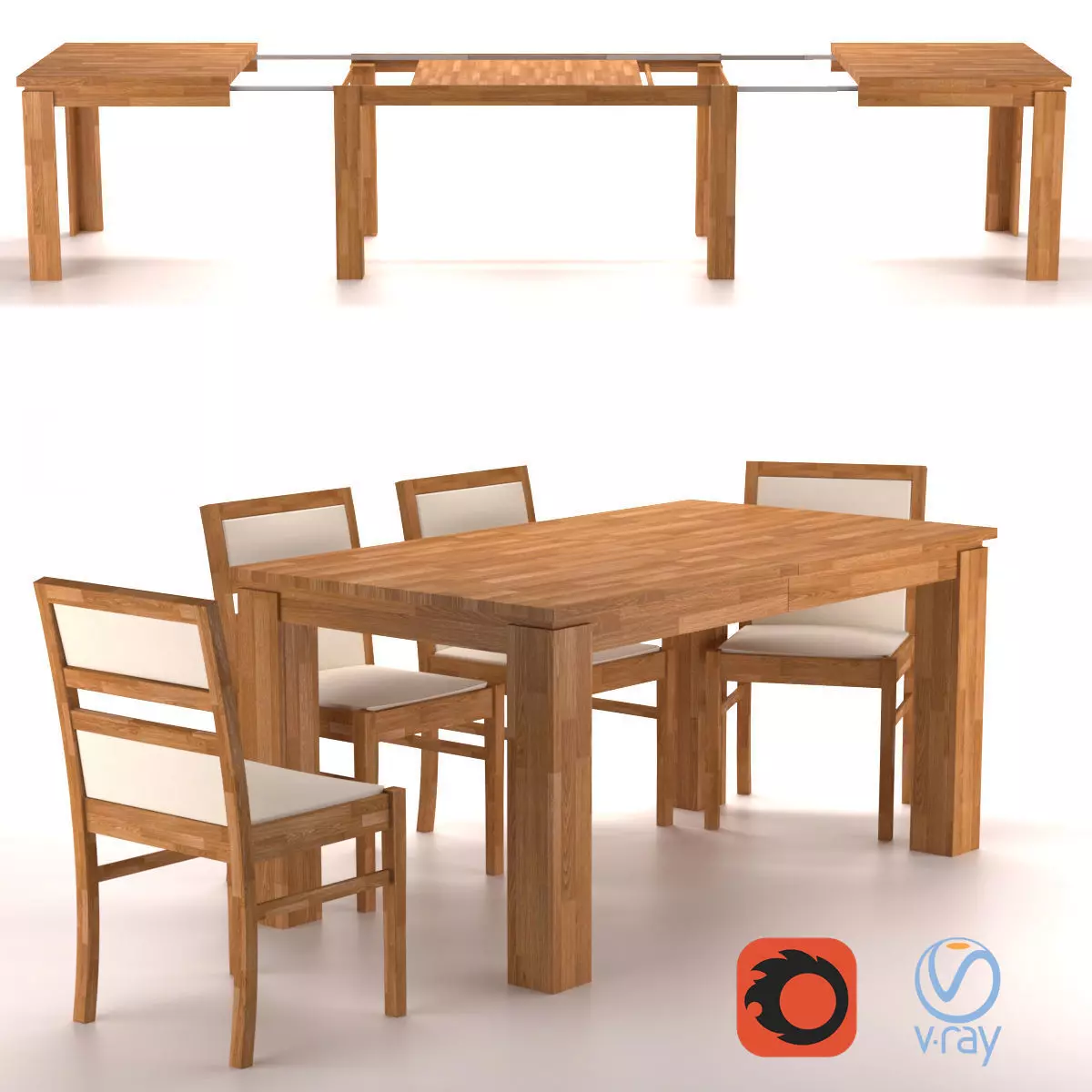 Folding table Elbridge and chairs 3D model