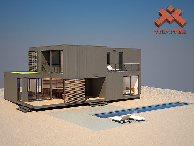 Modern Prefab House with furniture 3D model